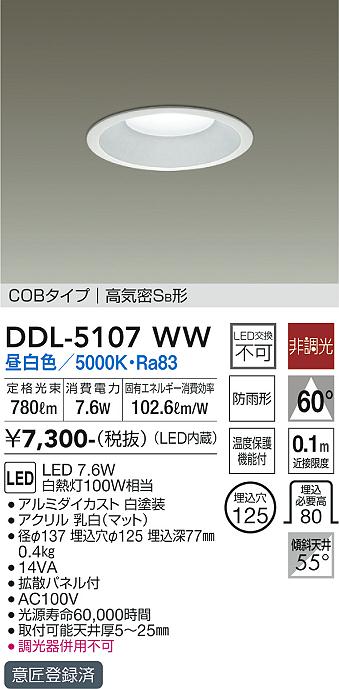 大光電機（DAIKO）ダウンライト DDL-5107WW