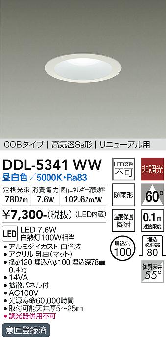 大光電機（DAIKO）ダウンライト DDL-5341WW