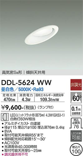 大光電機（DAIKO）ダウンライト DDL-5624WW