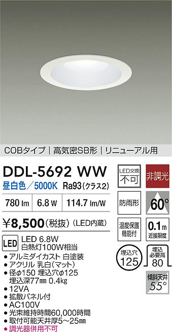 大光電機（DAIKO）ダウンライト DDL-5692WW