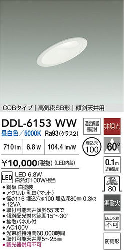 大光電機（DAIKO）屋外灯 DDL-6153WW