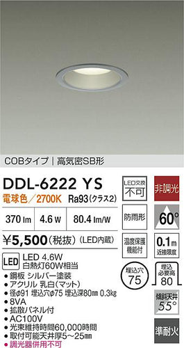 大光電機（DAIKO）屋外灯 DDL-6222YS