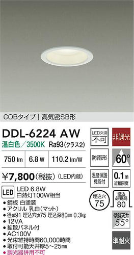 大光電機（DAIKO）屋外灯 DDL-6224AW