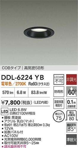 大光電機（DAIKO）屋外灯 DDL-6224YB