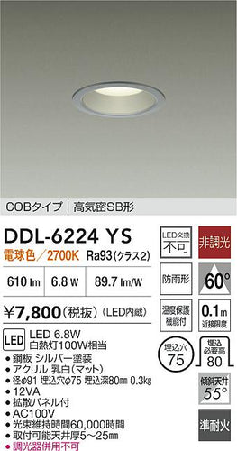 大光電機（DAIKO）屋外灯 DDL-6224YS
