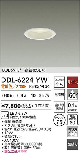 大光電機（DAIKO）屋外灯 DDL-6224YW