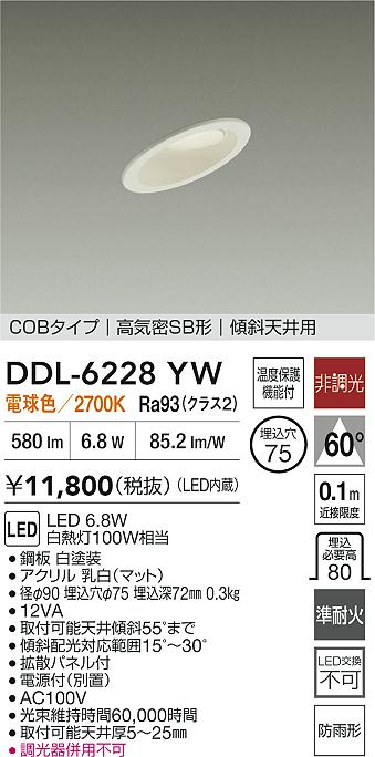 大光電機（DAIKO）屋外灯 DDL-6228YW