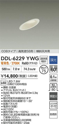 大光電機（DAIKO）屋外灯 DDL-6229YWG