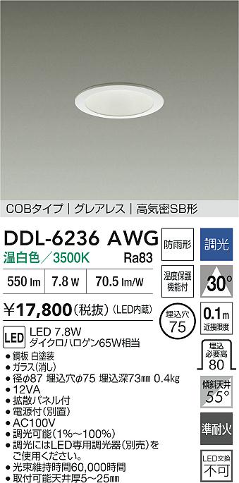 大光電機（DAIKO）屋外灯 DDL-6236AWG