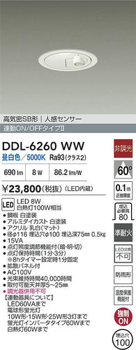 大光電機（DAIKO）屋外灯 DDL-6260WW