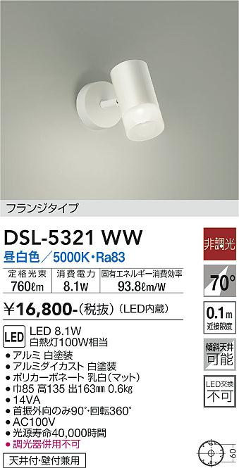 大光電機（DAIKO）スポットライト DSL-5321WW