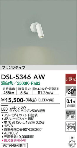 大光電機（DAIKO）スポットライト DSL-5346AW