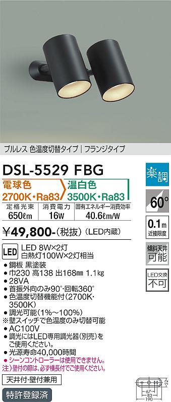 大光電機（DAIKO）スポットライト DSL-5529FBG