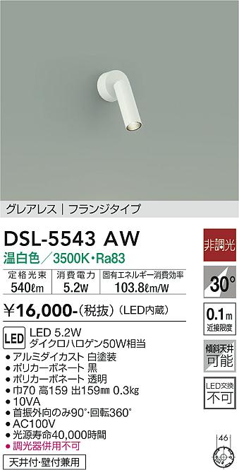 大光電機（DAIKO）スポットライト DSL-5543AW