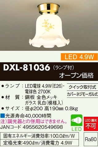 大光電機（DAIKO）シーリングライト DXL-81036