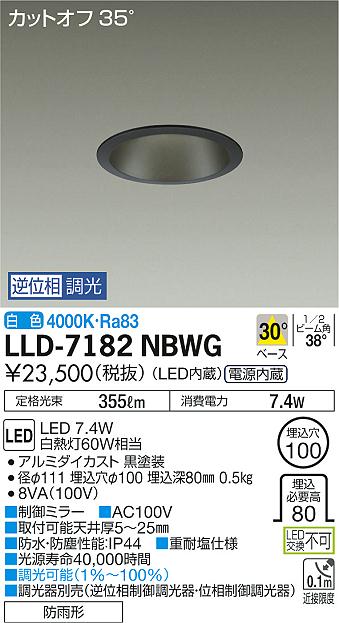 大光電機（DAIKO）屋外灯 LLD-7182NBWG
