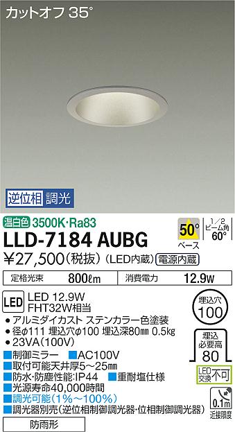 大光電機（DAIKO）屋外灯 LLD-7184AUBG