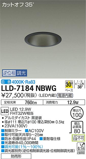大光電機（DAIKO）屋外灯 LLD-7184NBWG