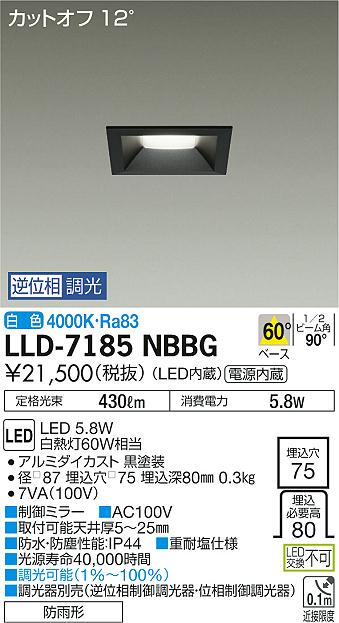 大光電機（DAIKO）屋外灯 LLD-7185NBBG